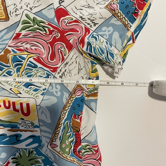Vintage reyn Spooner hawaiian postcard printed button front short sleeve top - Picture 7 of 9